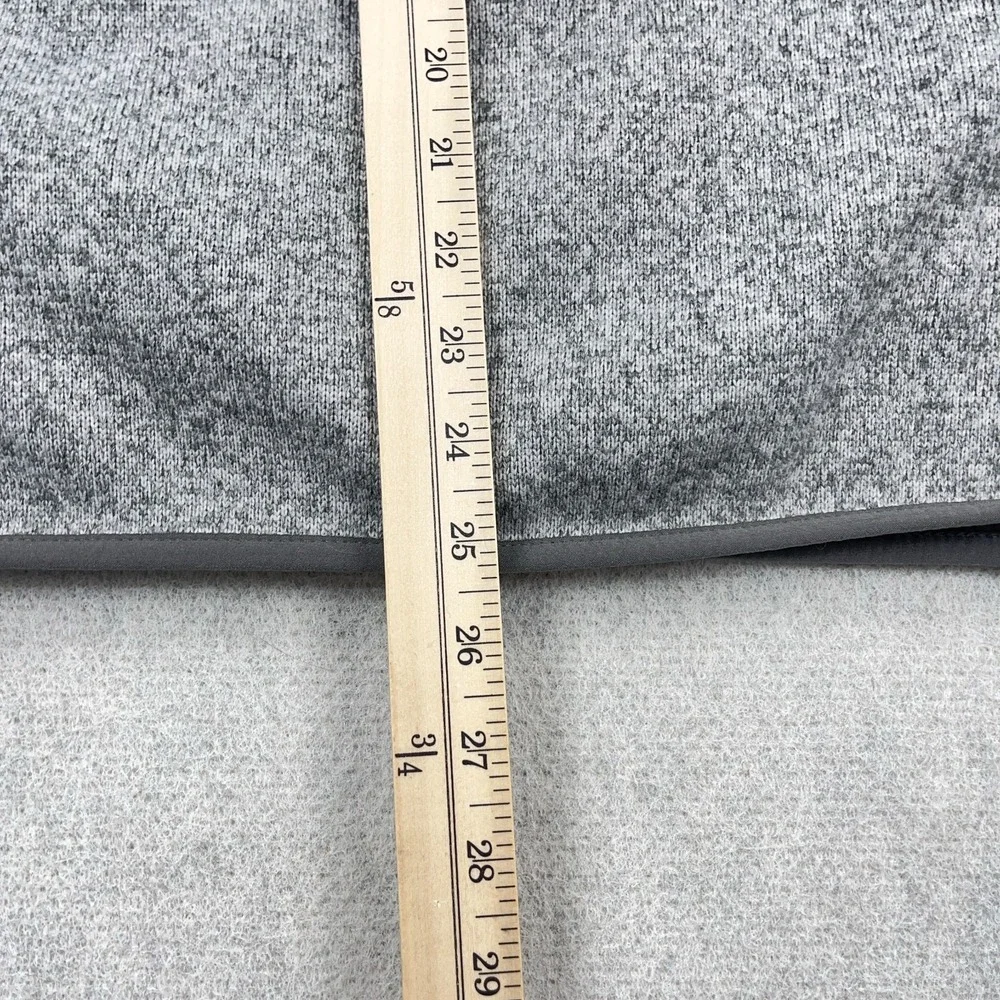 LL‎ Bean Sweater Men Large Gray Pullover Snap T Fleece Slightly Fitted Heather